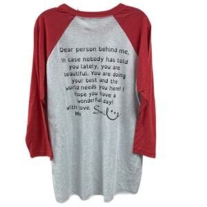New Hand Printed Womens Large Dear Person Behind Me You Are Beautiful Tee Shirt